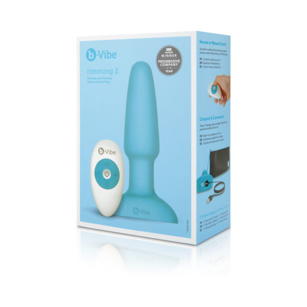 b-Vibe Rimming 2 Vibrating Silicone Anal Plug with Rotating Beads Teal