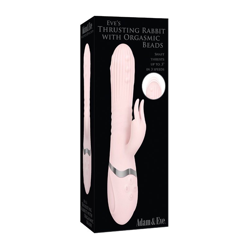 Adam & Eve Eve's Thrusting Rabbit With Orgasmic Beads Rabbit Vibrator Light Pink