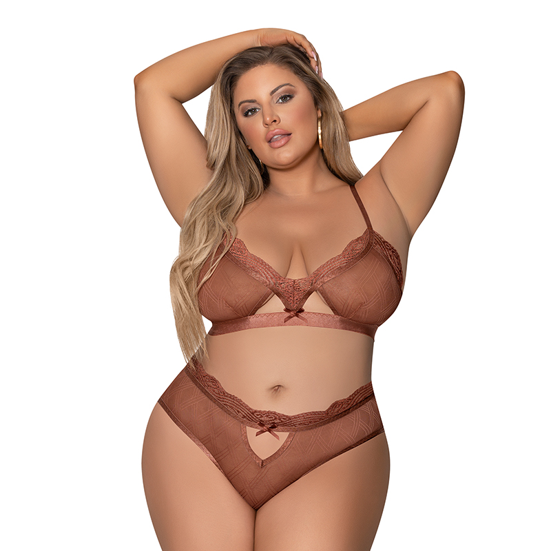 Magic Silk Caramel Kiss Bralette & G-String Panty Caramel Queen Size