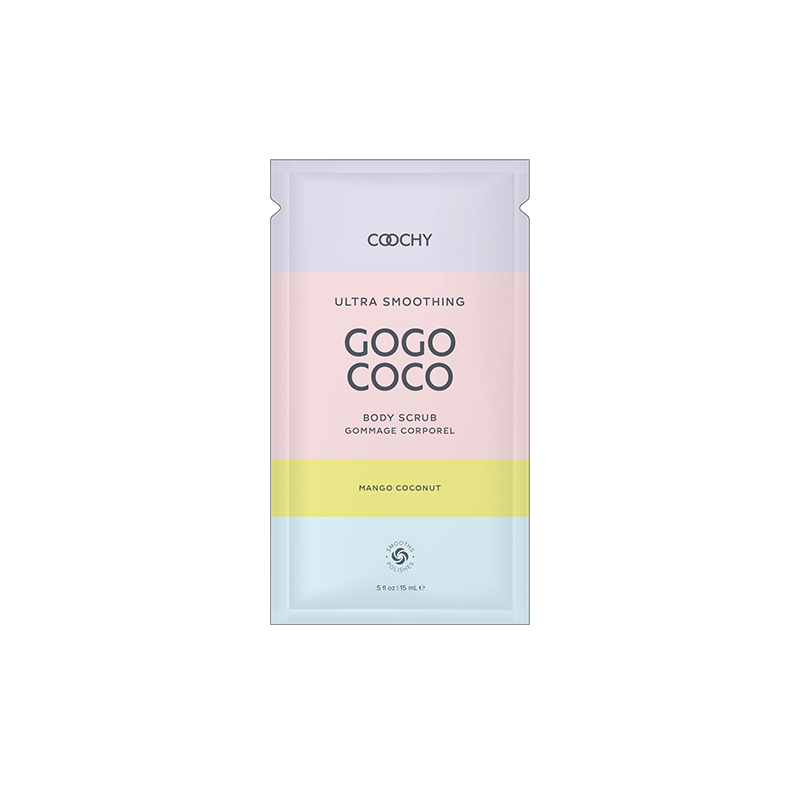 Coochy Ultra Smoothing Body Scrub Mango Coconut .35 fl. oz./10 ml Foil 24-Piece Bulk Bag