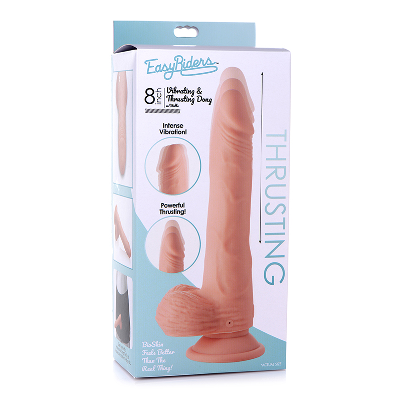 Curve Toys Easy Riders 8 in. Posable Vibrating & Thrusting Dildo with Balls Light