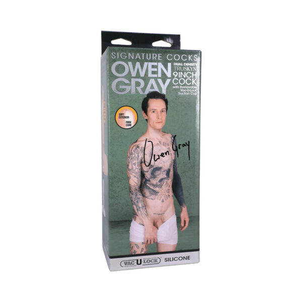 Signature Cocks Owen Gray 8 in. Dual-Density Dildo with Vac-U-Lock Suction Cup Beige