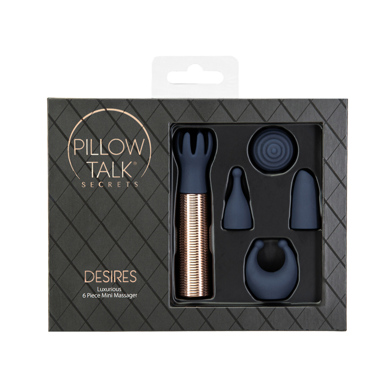 Pillow Talk Secrets Desires 6-Piece Silicone Mini Massager Set Navy